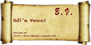 Böm Vencel névjegykártya